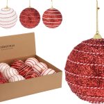 XMAS BALL 100MM RED WHITE 4ASS 000180