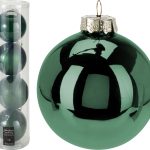 XMAS BALL 10CM 4PCS DARK GREEN